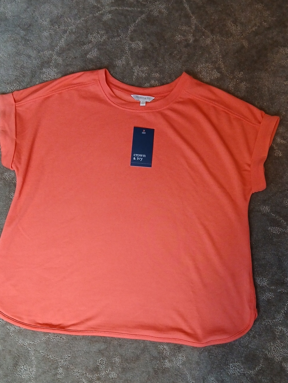 crown & ivy Coral Relaxed Short Sleeve Tee